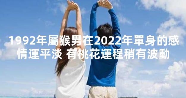 1992年屬猴男在2022年單身的感情運平淡 有桃花運程稍有波動